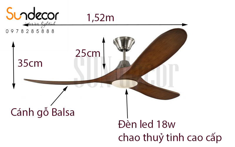 Quạt Trần Đèn Mr Vũ Cao Cấp  EAGLE LED