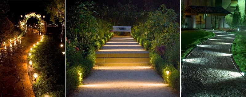 Trang trí sân vườn bằng đèn âm đất