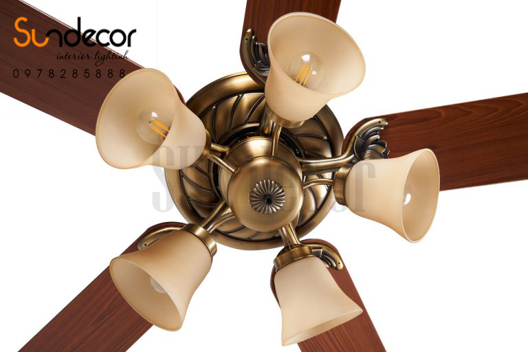 Quạt Trần Đèn Mr Vũ Cao Cấp LOTUS GOLD LIGHT