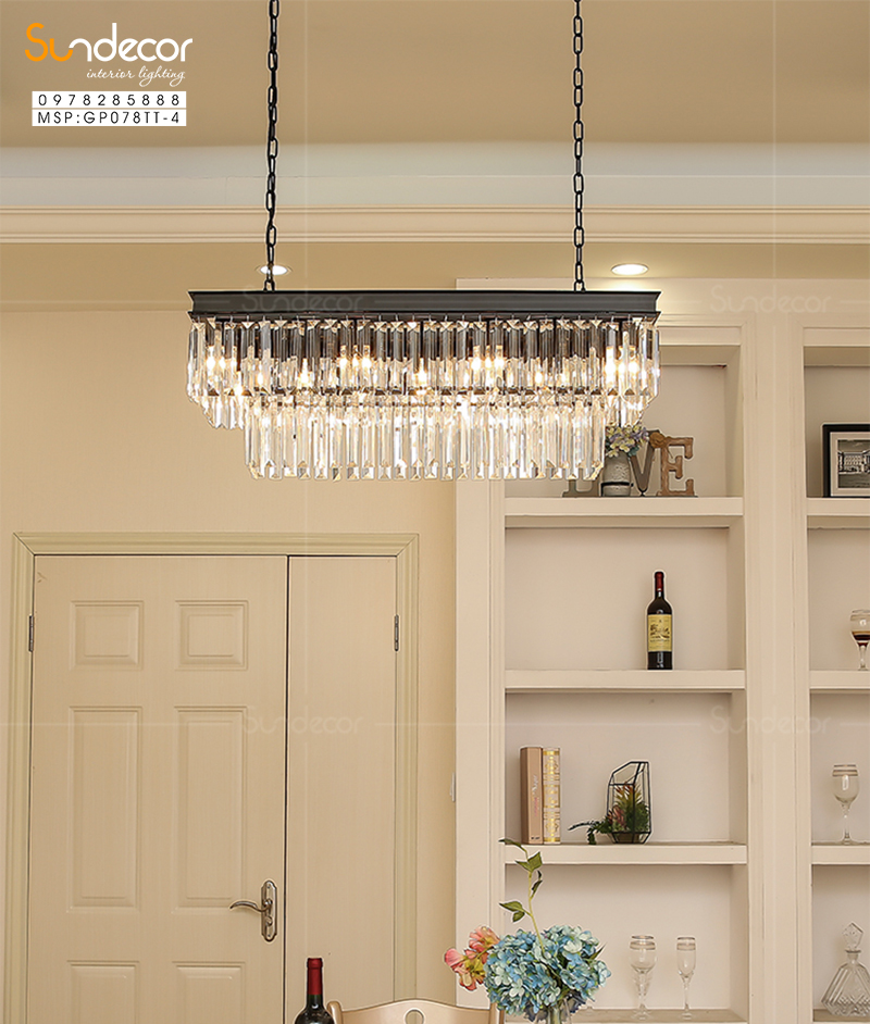 Đèn chùm pha lê hình chữ nhật GP078TT-4