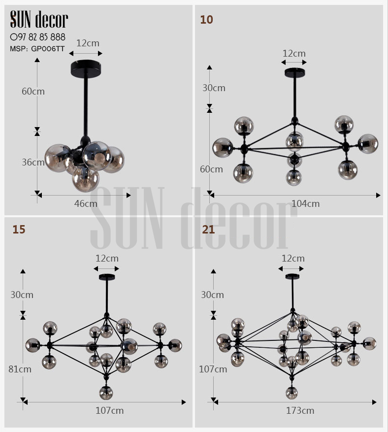 Đèn chùm Ondric 10 bóng GP006TT-10