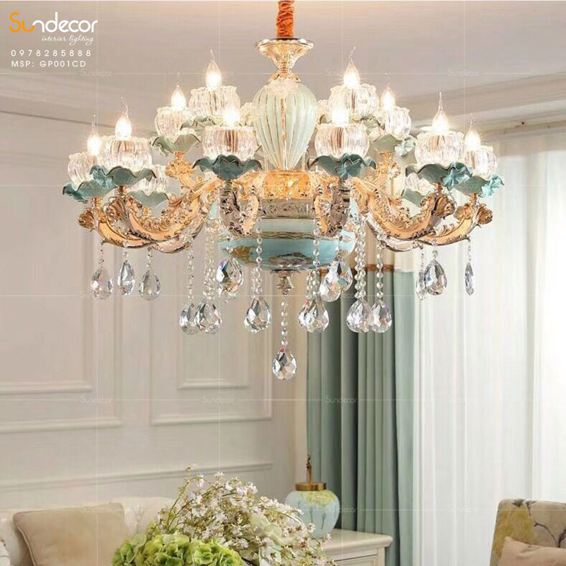 (31 Mẫu) Đèn chùm phong cách tân cổ điển khiến phòng khách đẹp 