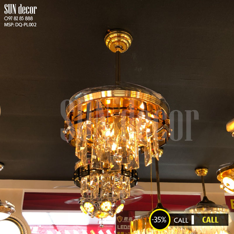 Quạt Trần Đèn Chùm Cánh Cụp Cánh Xòe - DQ-PL002