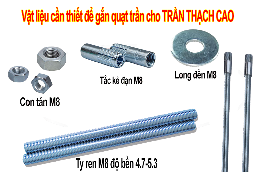 Chi tiết 6 bước lắp quạt trần đèn trên trần thạch cao