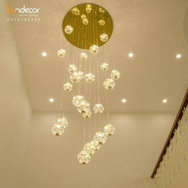 Đèn thả pha lê thông tầng quả cầu cao cấp – SP081293