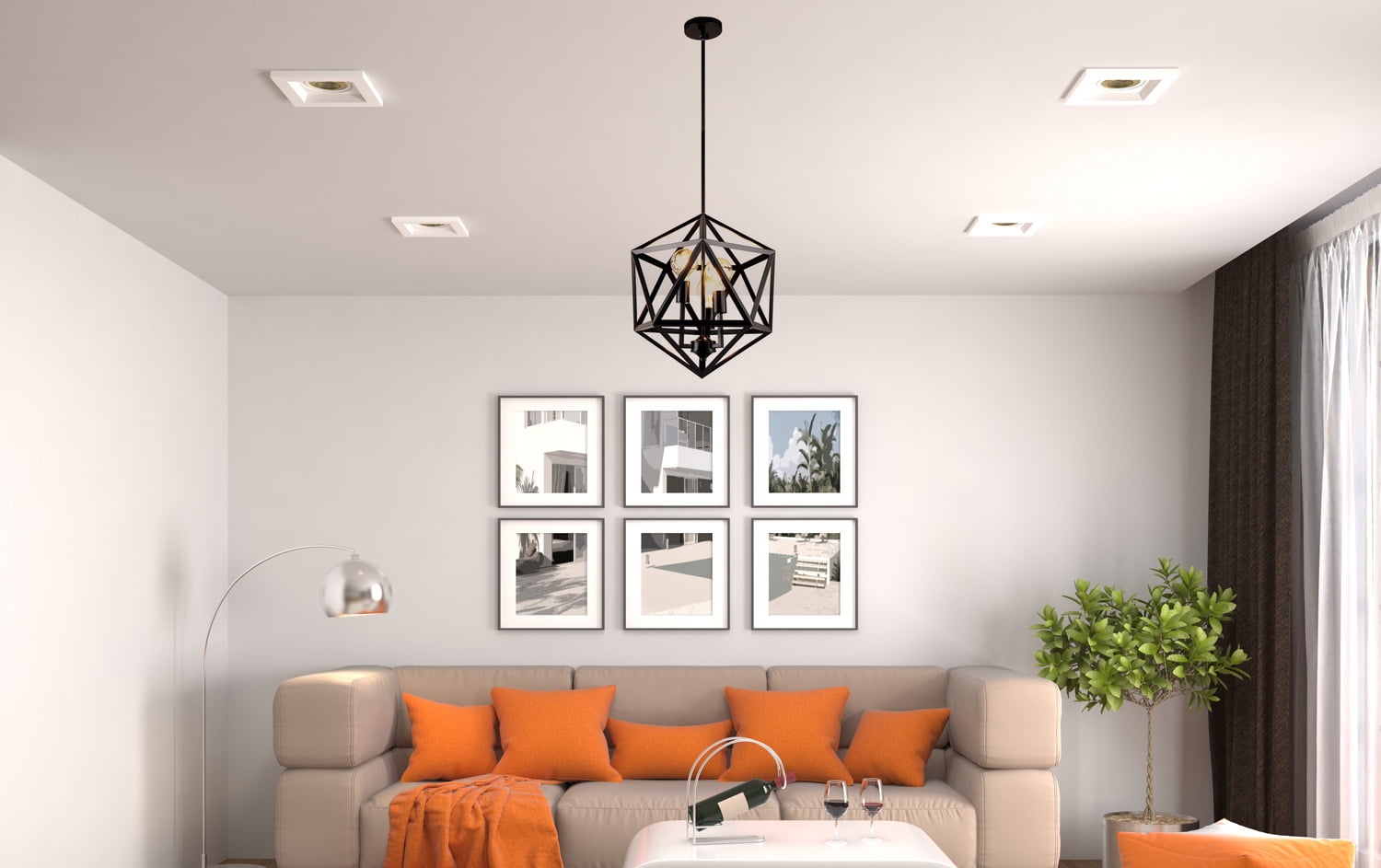 Cách bố trí các loại đèn hợp phong thủy trong phòng khách