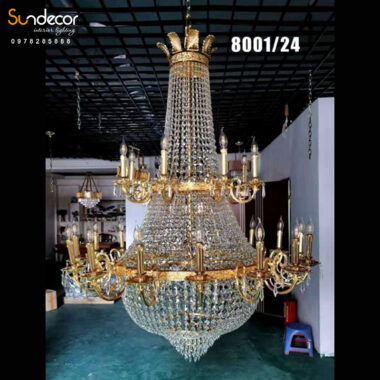 Đèn Chùm Cổ Điển Hợp Kim Pha Lê 24 Tay – 8001/24